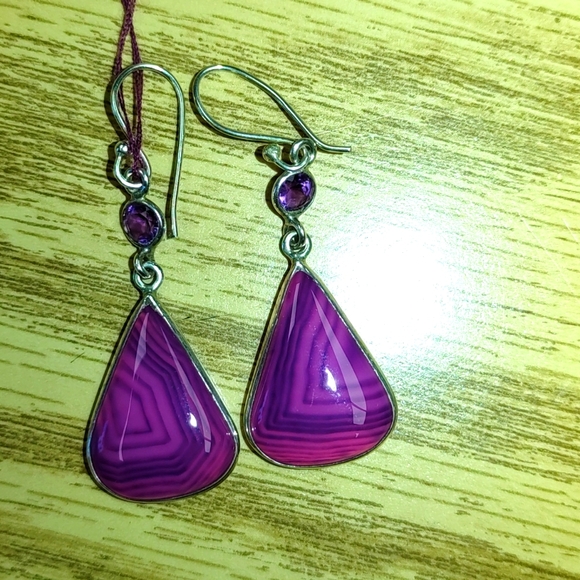 New purple Agate Sterling Silver earrings - Picture 6 of 6